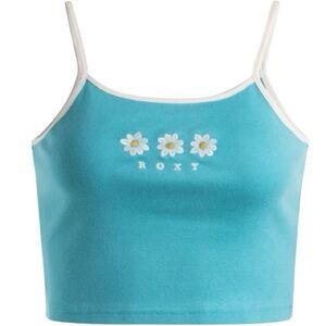 Roxy Vintage Cropped Tank Blue Medium BNWT - Y2K Surf Winter Layers